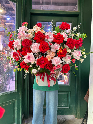 Lẵng 01 vui tươi - Tông đỏ hồng