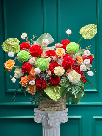 Lẵng 02 rực rỡ - Tông đỏ xanh lá