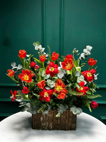 Lẵng 46 Khu vườn mùa hạ - Tông đỏ cam tulip