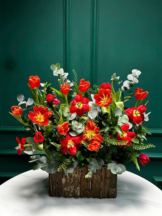 Lẵng 46 Khu vườn mùa hạ - Tông đỏ cam tulip