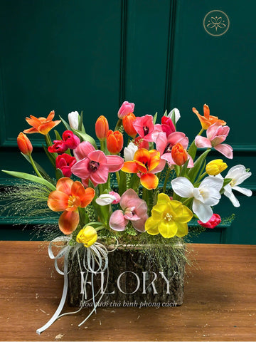 Lẵng 37 ấm áp - Tông cam tulip