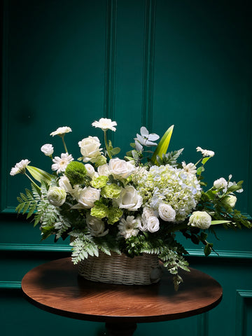 Lẵng 29 an yên - Tông trắng xanh lá