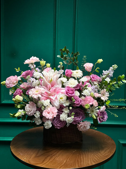 Lẵng 14 mộng mơ - Tông hồng tím